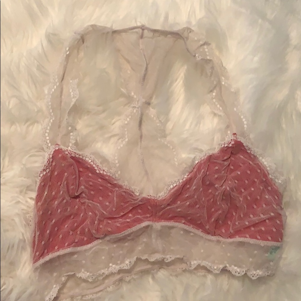 Honeydew Intimates Pink and Teal Sheer Lace Bralettes - Picture 2 of 7